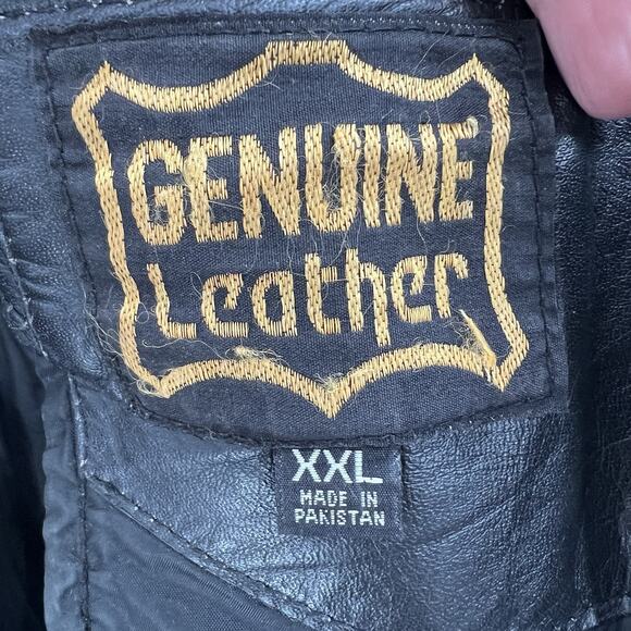 Vintage Zip & Snap Leg Black Genuine Leather Motorcycle Chaps USA Mens XXL - Picture 9 of 9